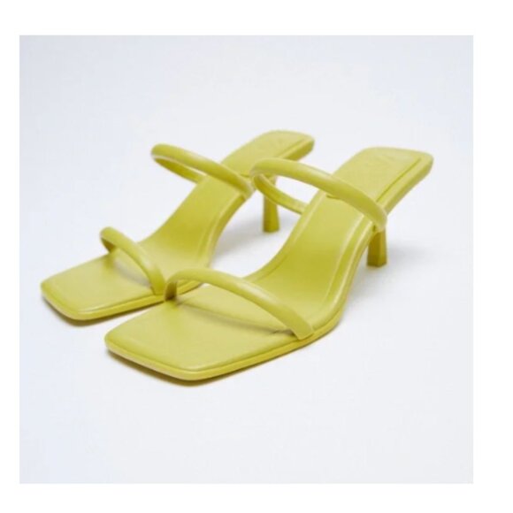 Women's Neon Yellow Zara Strappy Heeled Sandals - Picture 1 of 2